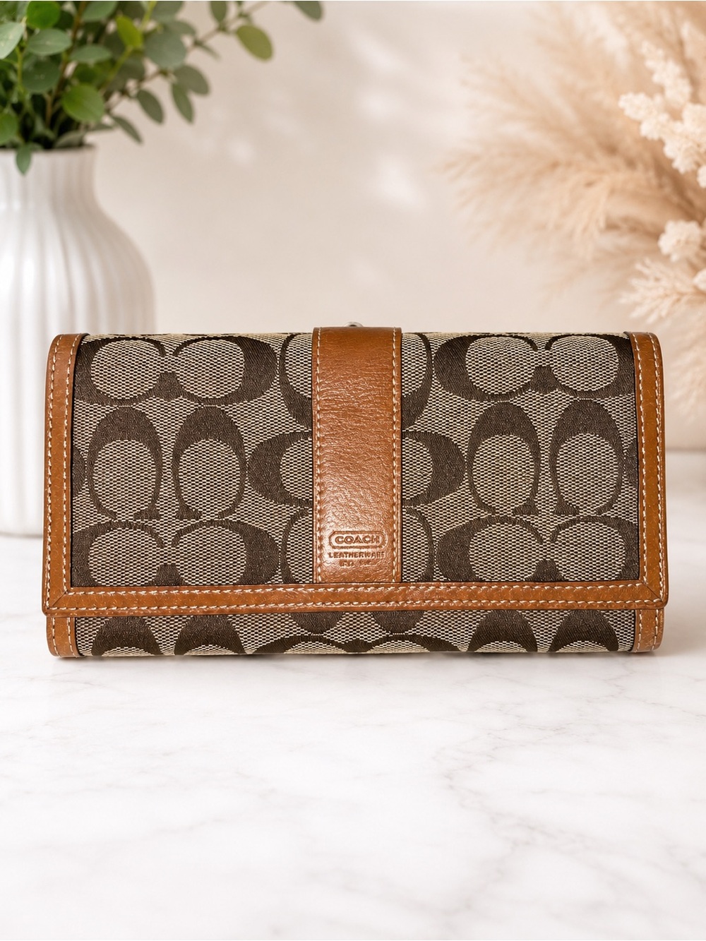 Vintage Coach Signature Canvas Long Wallet / Checkbook Wallet – Y2K